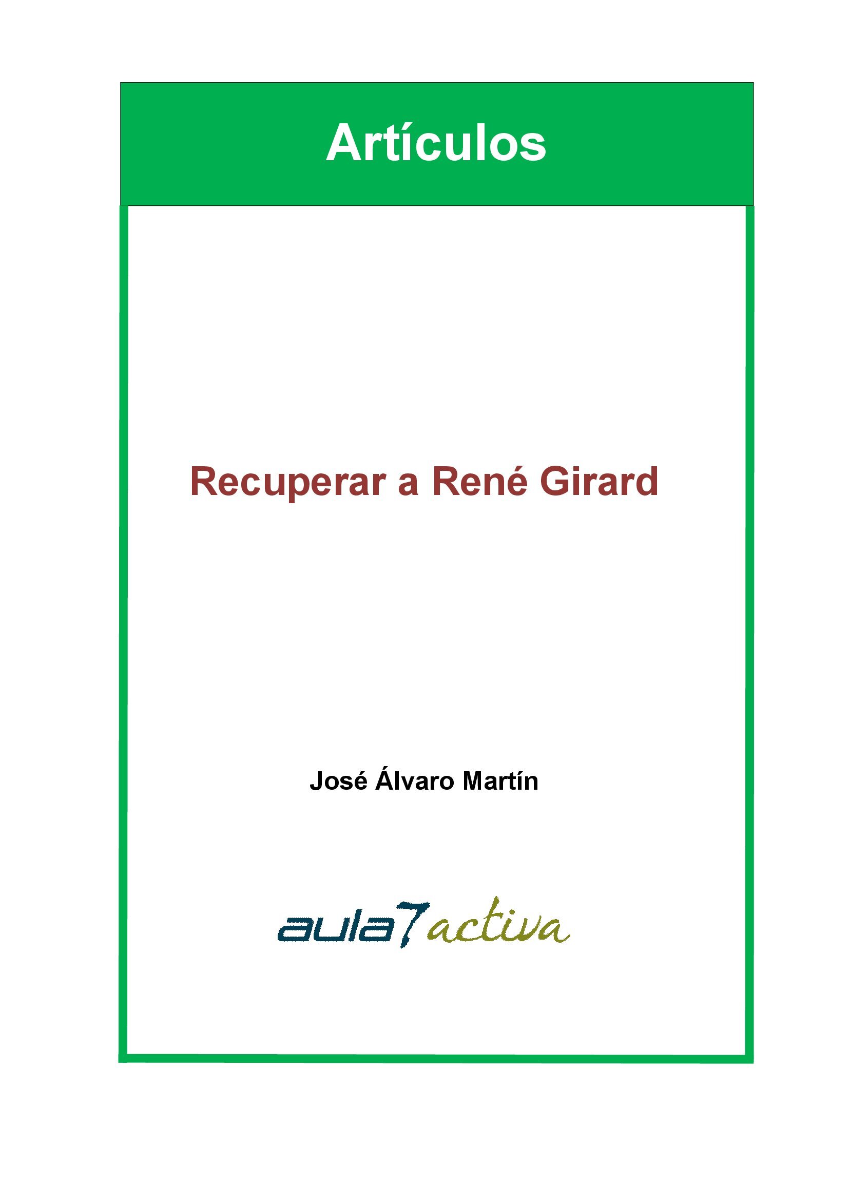 RECUPERAR A RENÉ GIRARD